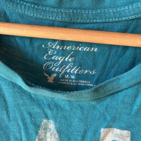 American Eagle Outfitters Teal Blue Graphic women’s Tee Y2K Med A7 - Picture 5 of 10